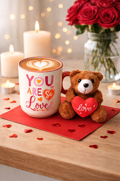 Tohana كوب بورسلين مع ميدالية مفاتيح دب محشو