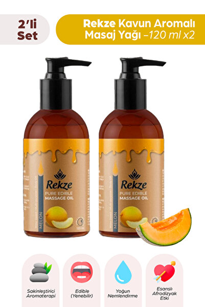 Rekze 2’li Kavun Aromalı Masaj Yağı – 120 ml X 2 Doğal Vücut Bakım Ve Aromate...