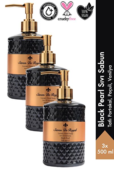 Savon De Royal Black Pearl Luxury Sıvı Sabun 500 ml 3 Adet | Portakal, Paçuli...