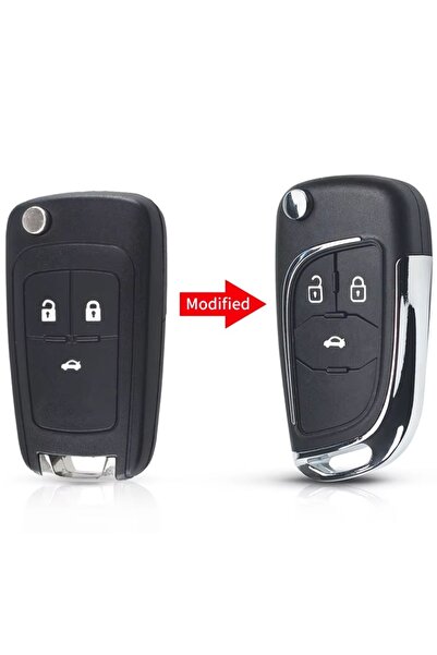 TECHSTAR Χρωμιωμένη θήκη κλειδιού αυτοκινήτου με 3 κουμπιά – συμβατή με Opel ...