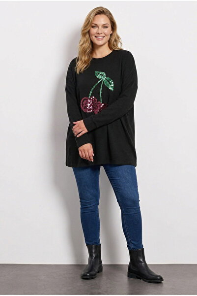 Stil Diva Tunica cu paiete cu mânecă lungă și decolteu mare 285068