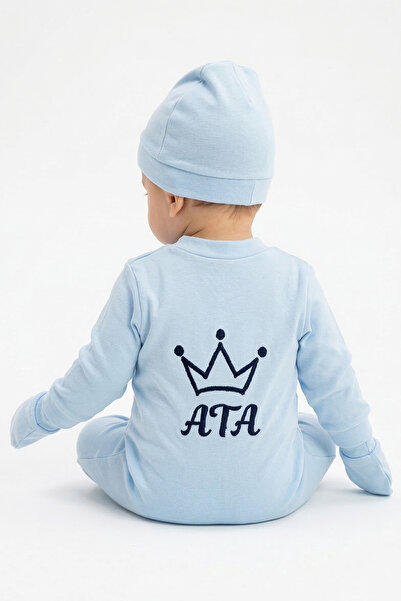 bebegen Bebebgen Erkek Bebek Mavi Laci Nakışlı İsimli İsme Özel Tulum