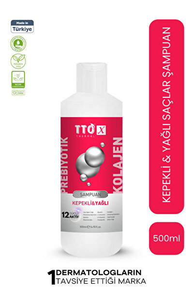 TTO X Kepek Karşıtı ve Yağlı Saçlar İçin Kolajen & Prebiyotik Şampuan 500 ml