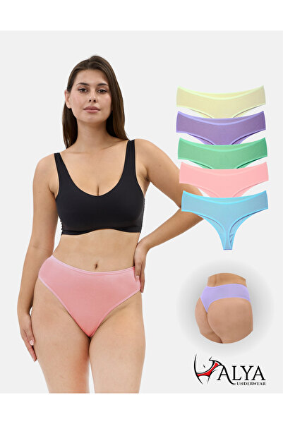 ALYA UNDERWEAR High Waist Recovery Thong Briefs - Cotton String Underwear - C...