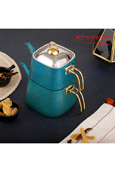 Evren Green Kare Çaydanlık Takımı Orta Boy (1,25+2,25 lt)