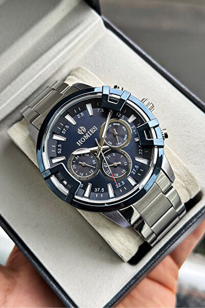 Homies ساعة يد رجالية متعددة الوظائف لون فضي سوار فولاذي 3 ATM مقاوم للماء HM...