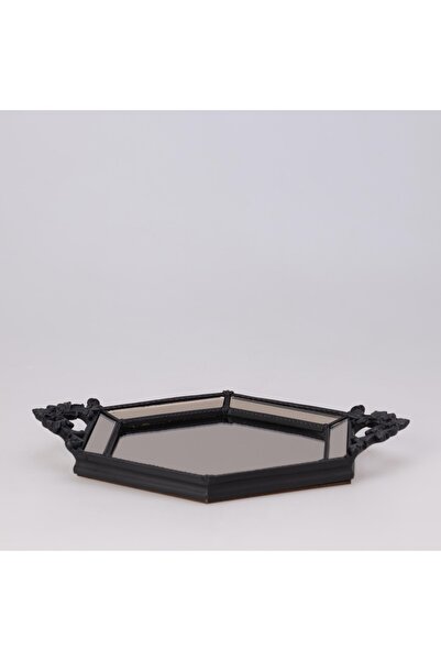 Selim Altıgen Aynalı Tepsi Siyah