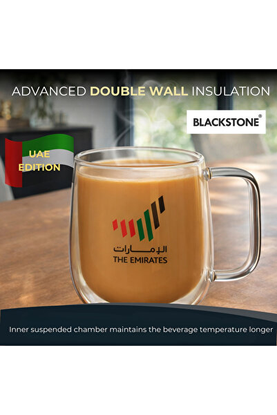 Blackstone Double Wall Glass Mug 300ml 1 PCS, Borosilicate Insulated Tea & Co...