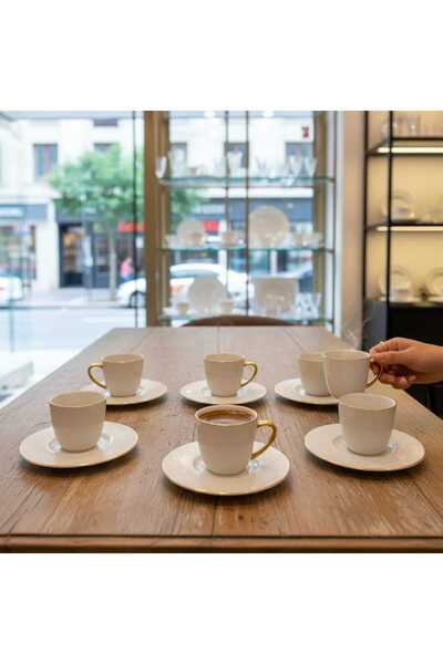 IKEA OFANTLIGT 12 Parça 6 Kişilik Yaldızlı Türk Kahve Fincan Takımı