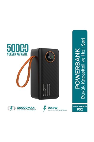 Phixi Force P42 40000mAh 22.5W Hızlı Şarj Cihazı - Dahili Kablolu - Fast Powe...