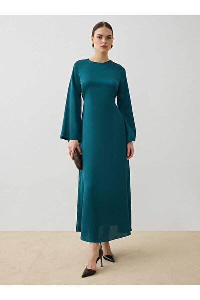 Refka Beli Bağlamalı Detaylı Elbise - Petrol -