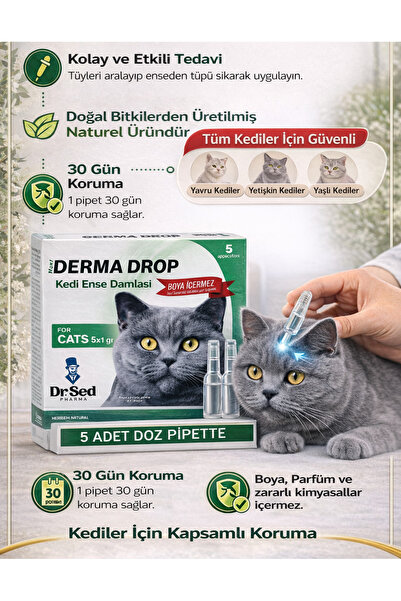 Dr.Sed Maxi Derma Kediler Için DışParazit EnseDamlası 5x1