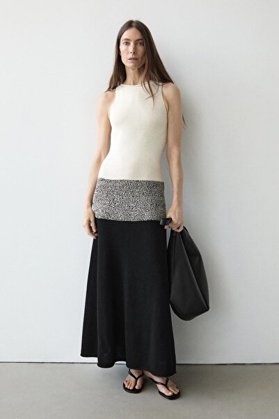 Massimo Dutti Contrast knit midi dress, 100% cotton