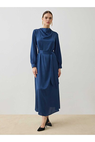 Refka drapat Rochie cu guler detaliat - Bleumarin -