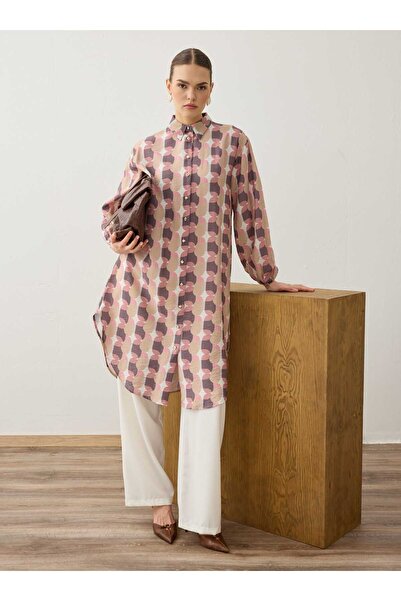 Refka Sa apstraktnim dezenom Duga tunika sa balon rukavima - Sa deznom -