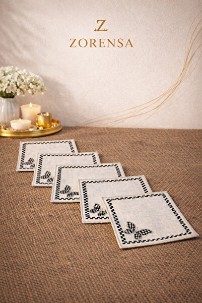 ZORENSA 6'li Kelebek منقوش Gümüş قماش منقش حامل مناديل كوكتيل 13X13 - حامل قه...