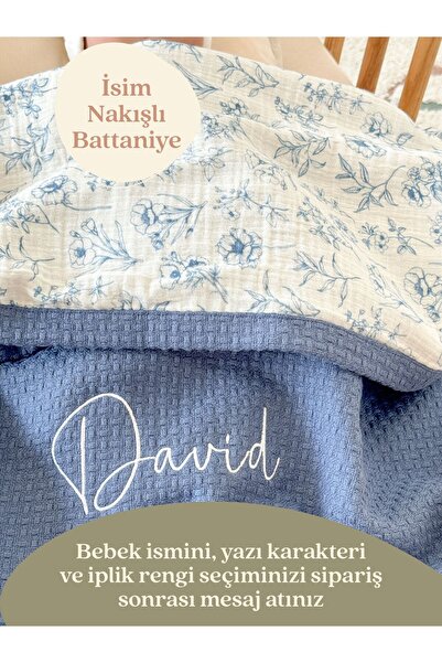 Mouliss %100 Pamuk Waffle Yumuşak Dokulu Bebek Battaniyesi 80x75 cm - Kişiye ...
