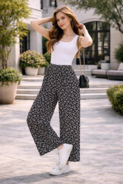 THEBEK Women's Wide-Leg Pocketed Wrinkled Trousers – Lightweight Fabrics, Com...