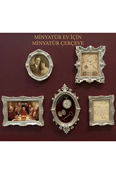 LUBIKO STUDIO 5'li Mini Gümüş Varaklı Çerçeve Seti Sevgililer Günü Mini Müze ...