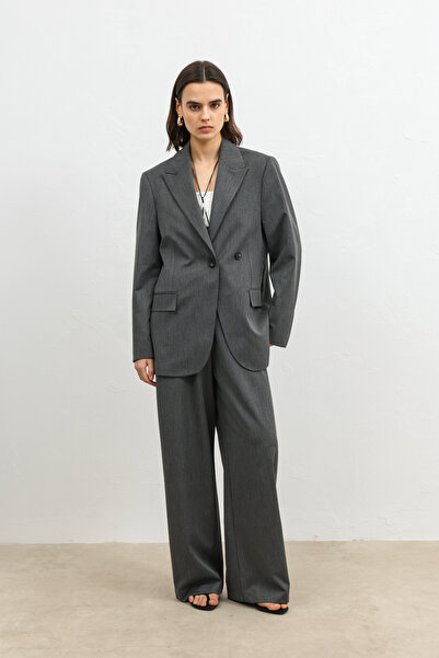 Antioch Gri Kruvaze Kadın Blazer