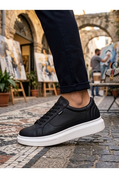 BOA BA0423 Pantofi sport pentru bărbați, cu talpă înaltă, cu șireturi, negru,...