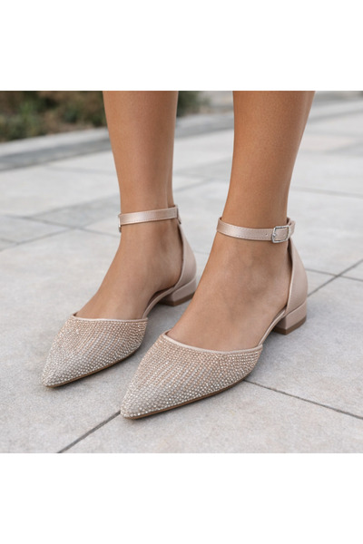 JENA 2025 MODEL SİVRİ BURUN DÜZ TABAN EBRULİ RENK GEÇİŞLİ ÇOK RAHAT VE ŞIK AB...