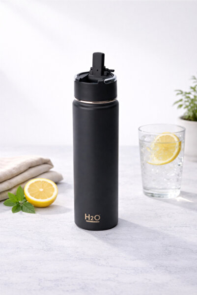 H2O Termos Kupa Paslanmaz Çelik Vakumlu Sızdırmaz Kahve Termos Bardak | Siyah...