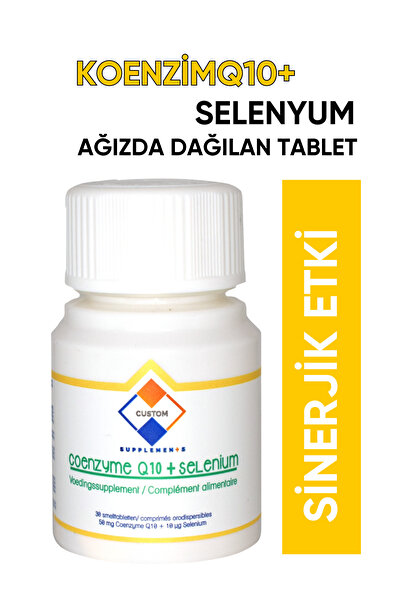 Custom Supplements ®   أنزيم Q10 + قرص سيلينيوم للفم (30 قرصًا)