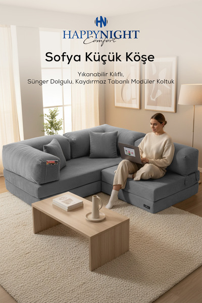 HAPPYNIGHT Sofya Küçük Köşe | Aktivite Koltuğu | Oyun Koltuğu | Sünger Koltuk...