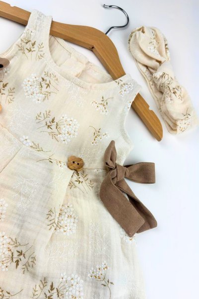 Globaby Floral Patterned Bandana Girl Jumpsuit