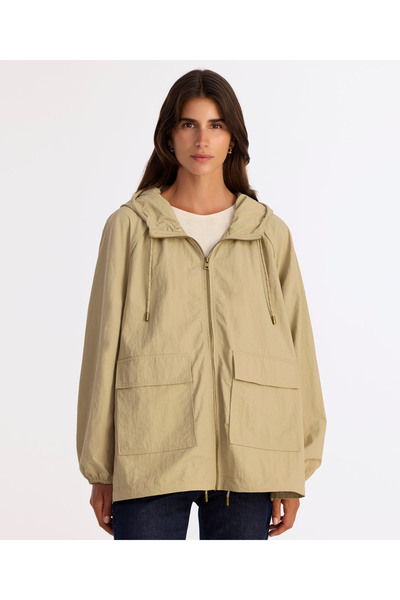 Yargıcı Loose Hooded Collar Long Sleeve Raincoat