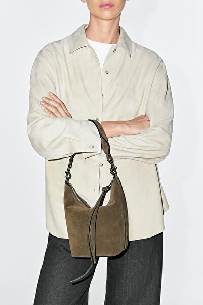 Massimo Dutti Suede leather bucket bag