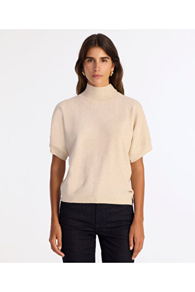 Yargıcı Wool Cashmere Wide Stand Collar Short Sleeve Sweater