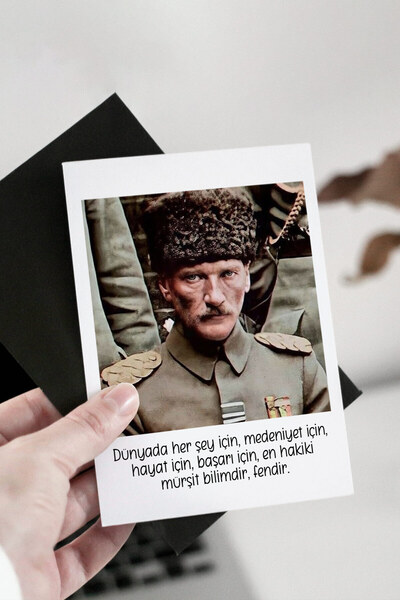 Runrux مصطفى كمال أتاتورك أقوال 12 بطاقة بولو مزخرفة - بطاقات ملصقات فنية