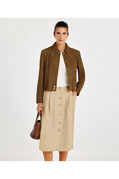 Yargıcı سترة من جلد الغزال بقصة مستقيمة