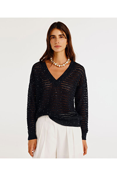 Yargıcı V Yaka Rahat Kalıplı Kazak