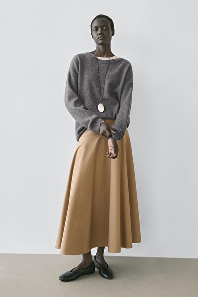 Massimo Dutti Midi skirt with flounce yoke