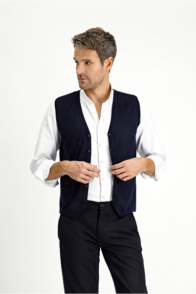 Kiğılı Vestă de tricotat din lână slim fit