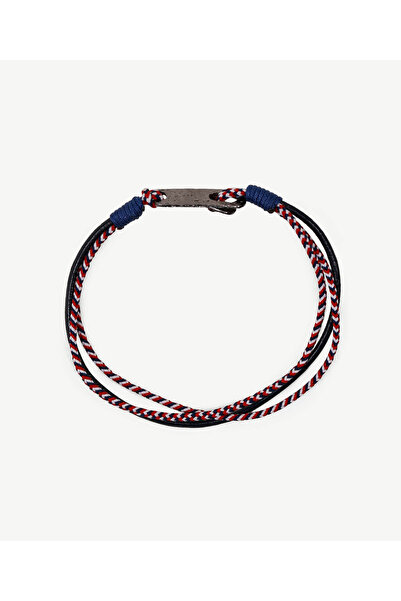 Yargıcı Deri Detaylı Renkli İp Bileklik