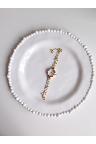 Reorah Collection Clipart White Flower Saat-Beyaz Kelebekli Çiçekli Saat