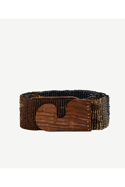 Yargıcı Multi-Colored Wooden Bead Embroidery Belt with Closure