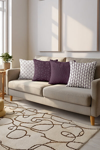 ASDİVA Set de 4 huse pentru perne cu motiv geometric în formă de coajă Nova M...