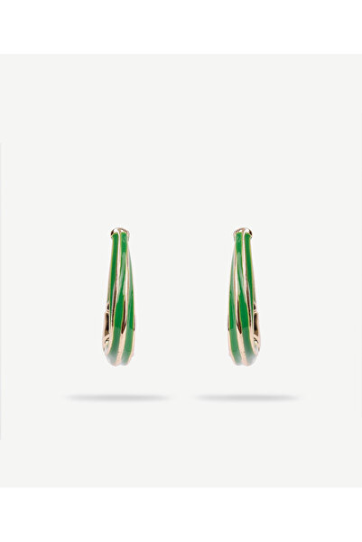 Yargıcı Yeşil Mineli Halka Küpe