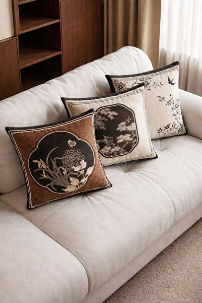 3 lü Estetik Kırlent Set, Dekoratif Kırlent Yastık Kılıfı Aura Series