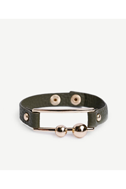 Yargıcı Deri Ve Metal Aksesuarlı Bileklik