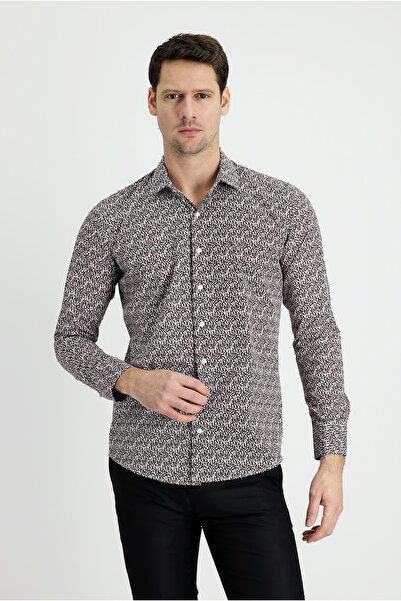 Kiğılı Бавовняна сорочка Slim Fit з принтом - довгі рукави
