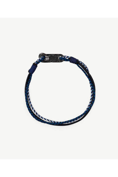 Yargıcı Deri Detaylı Renkli İp Bileklik