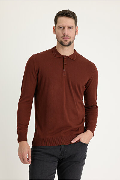 Kiğılı Πλεκτό πουλόβερ από βαμβακερό γιακά Polo Regular Fit