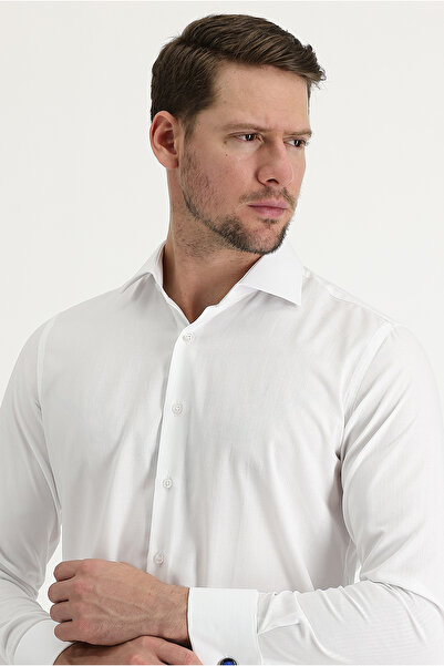 Kiğılı Uzun Kol Slim Fit Dar Kesim Manşetli Pamuklu Kolay Ütülenebilir Gömlek