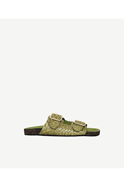 Yargıcı İki Bantlı Deri Terlik